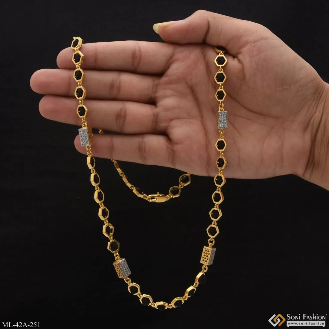 1 Gram Gold Forming Latest Design High-Quality Rudraksha Mala for Men - Style A251
