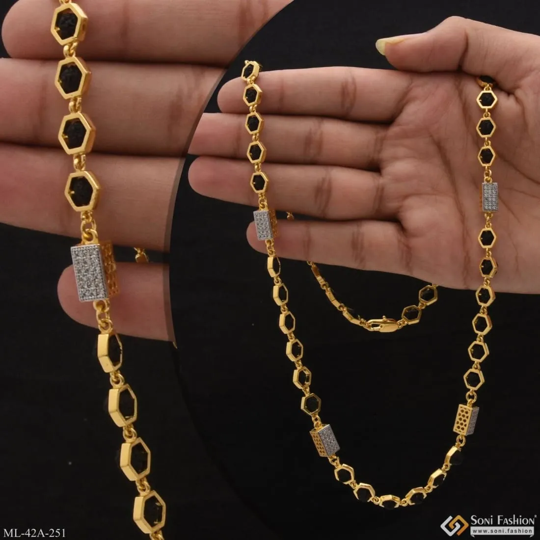 1 Gram Gold Forming Latest Design High-Quality Rudraksha Mala for Men - Style A251