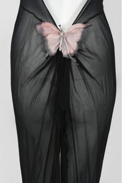 1998 Dolce & Gabbana Stromboli Collection Butterfly Chiffon Backless Sheer Dress
