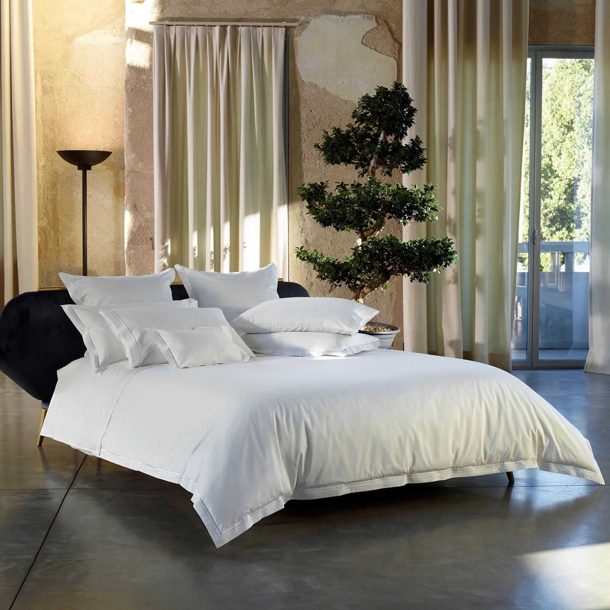 2000TC White Sateen Boudoir Pillow | Amalia Home Sublime