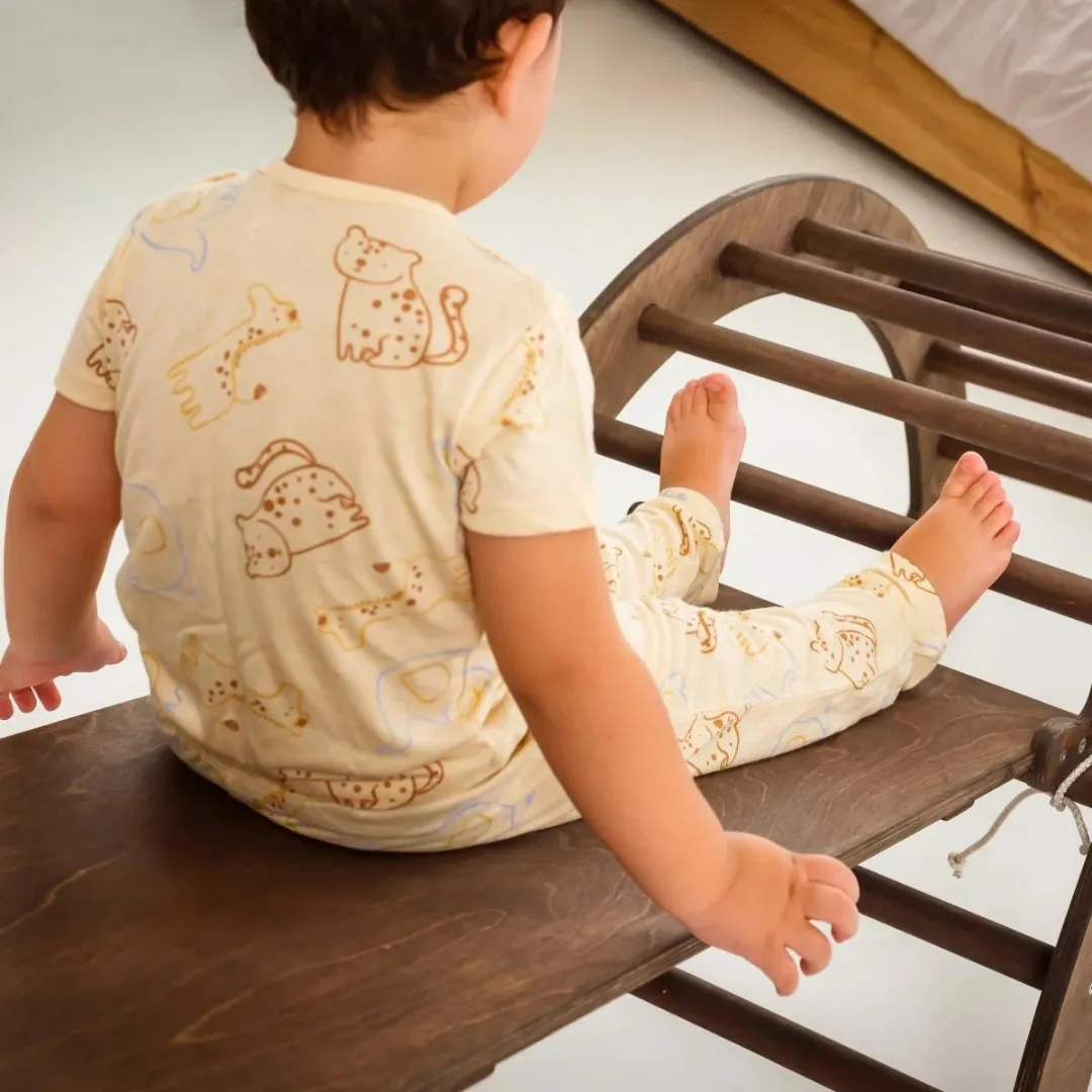3in1 Montessori Climbing Set: Triangle Ladder   Wooden Arch   Slide Board – Chocolate NEW