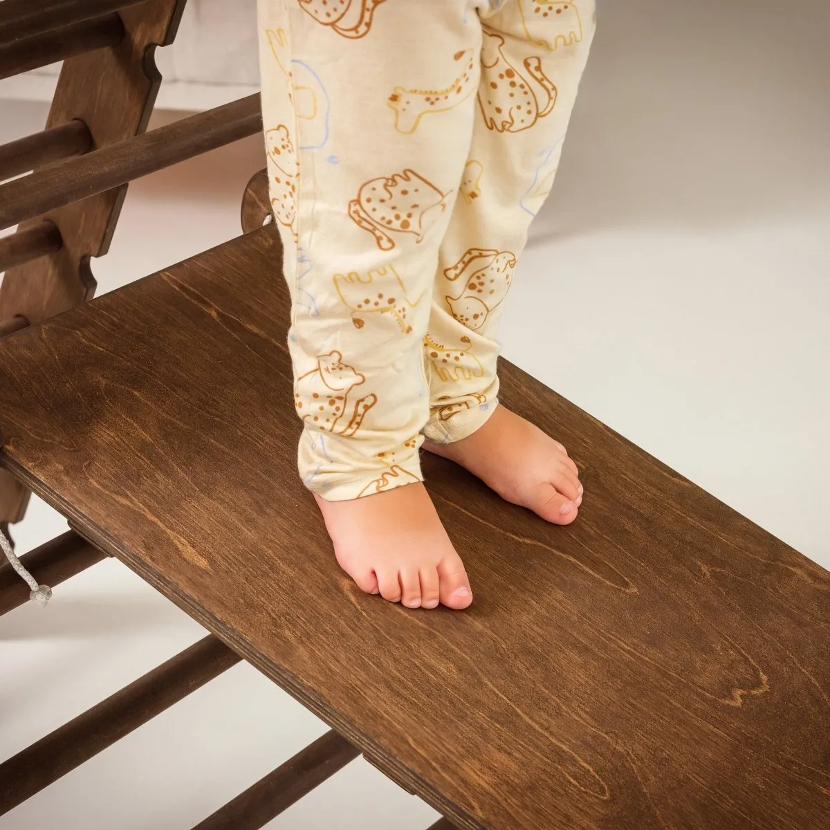 3in1 Montessori Climbing Set: Triangle Ladder   Wooden Arch   Slide Board – Chocolate NEW