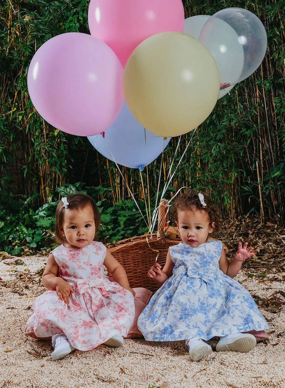 Baby Maeva Bow Dress in Pale Blue Floral