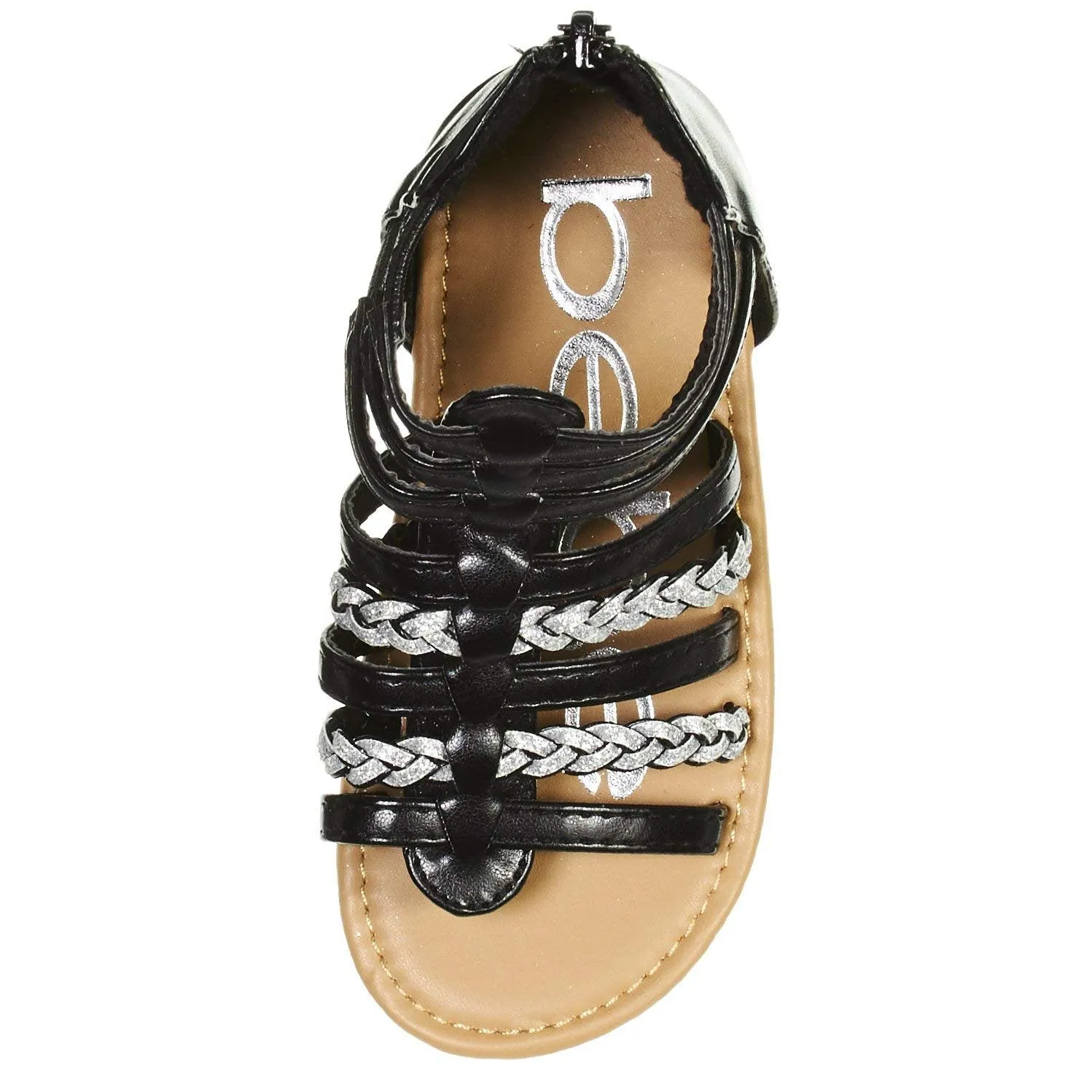 bebe Girls Toddler/Little Kid Strappy Ankle High Back Zipper Gladiator Sandals With Braided Accent
