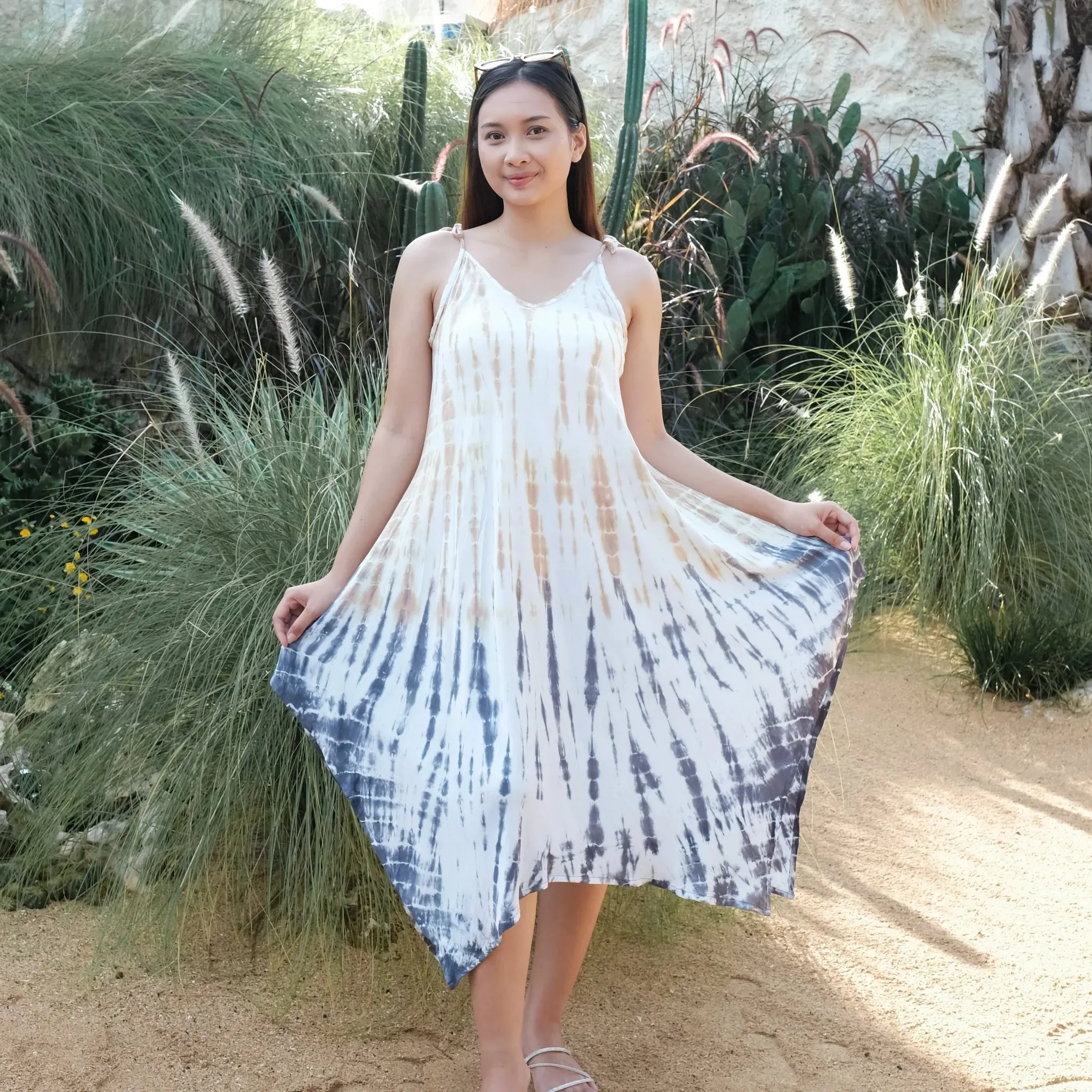 Bone Tie Dye Handkerchief Dress