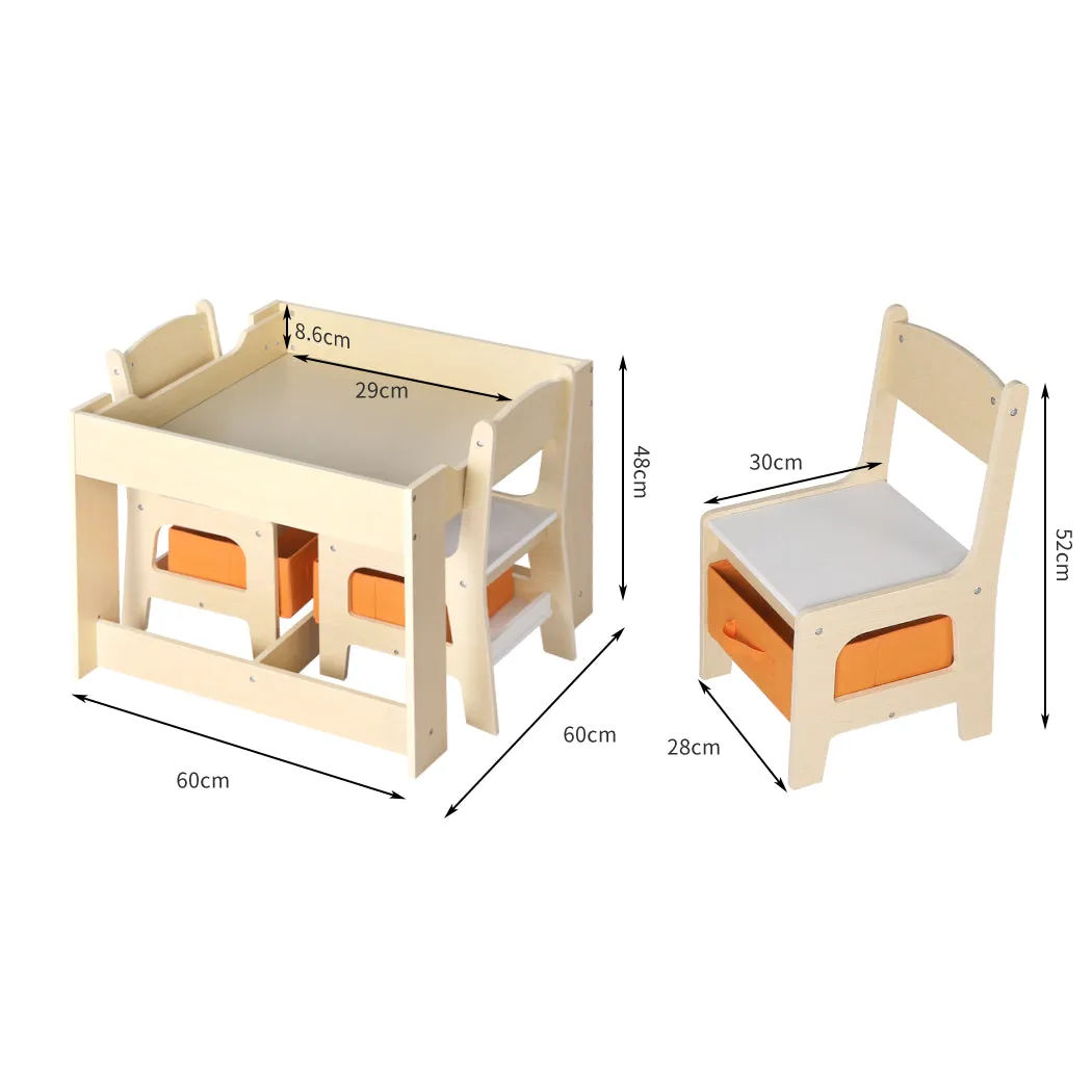 BoPeep Kids Table and Chairs Set Storage Box Toys Play Desk Wooden Study.