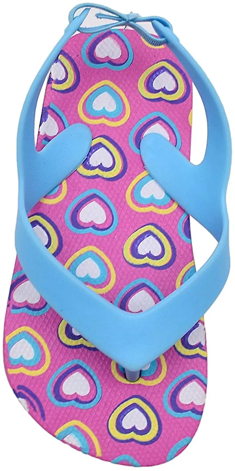 Chatties Toddler Baby Girls’ Little Kid Printed Rubber Flip Flops with Elastic Strap - Cute Lightweight Summer Slipper Shoe