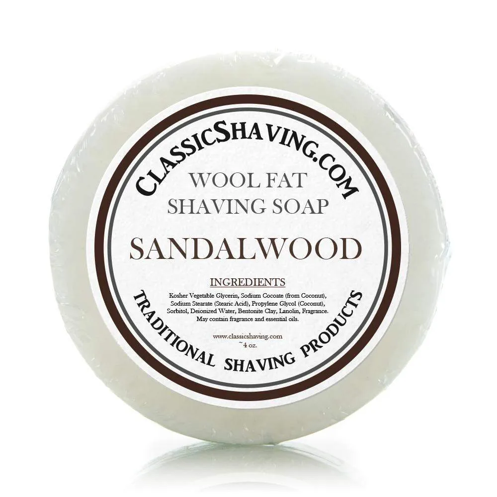 Classic Shaving Wool Fat Shaving Soap - 3" Sandalwood