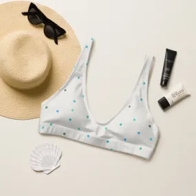 Cream and Blue Polka Dot Recycled Padded Bikini Bra Top