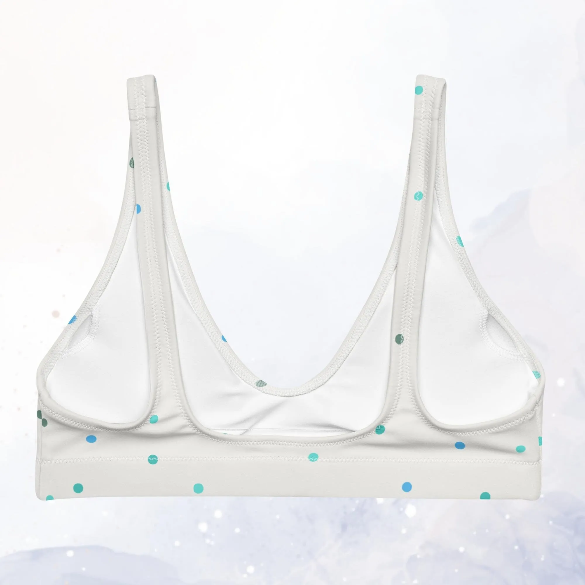 Cream and Blue Polka Dot Recycled Padded Bikini Bra Top