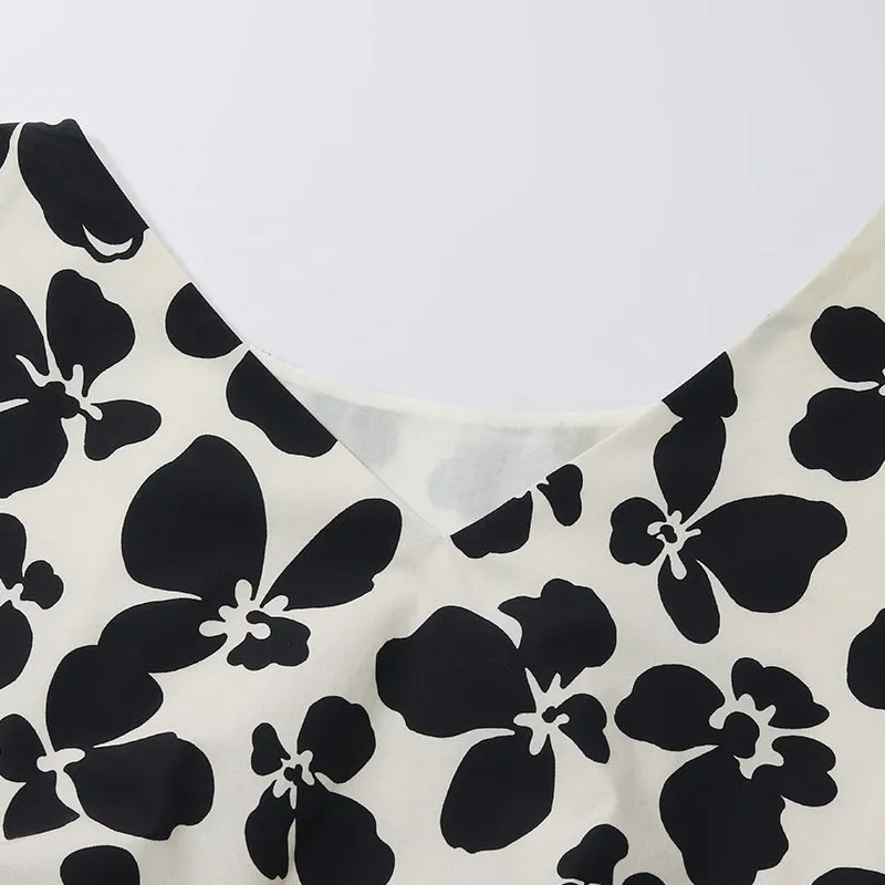 Crop Round Neck Puff Sleeve Blouse