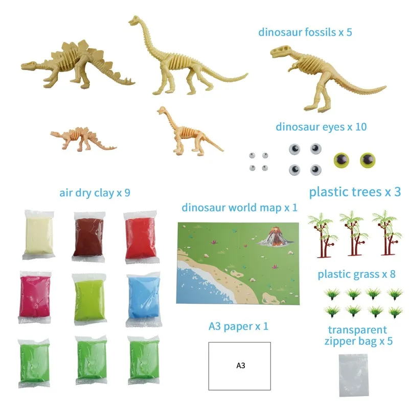 Dinosaur Modeling clay build kit-set of 5 Dinosaurs to build.
