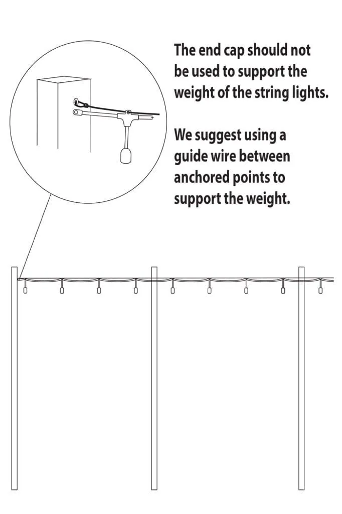 Festoon Lights - Outdoor String Lights with Hanging Lamp Holders