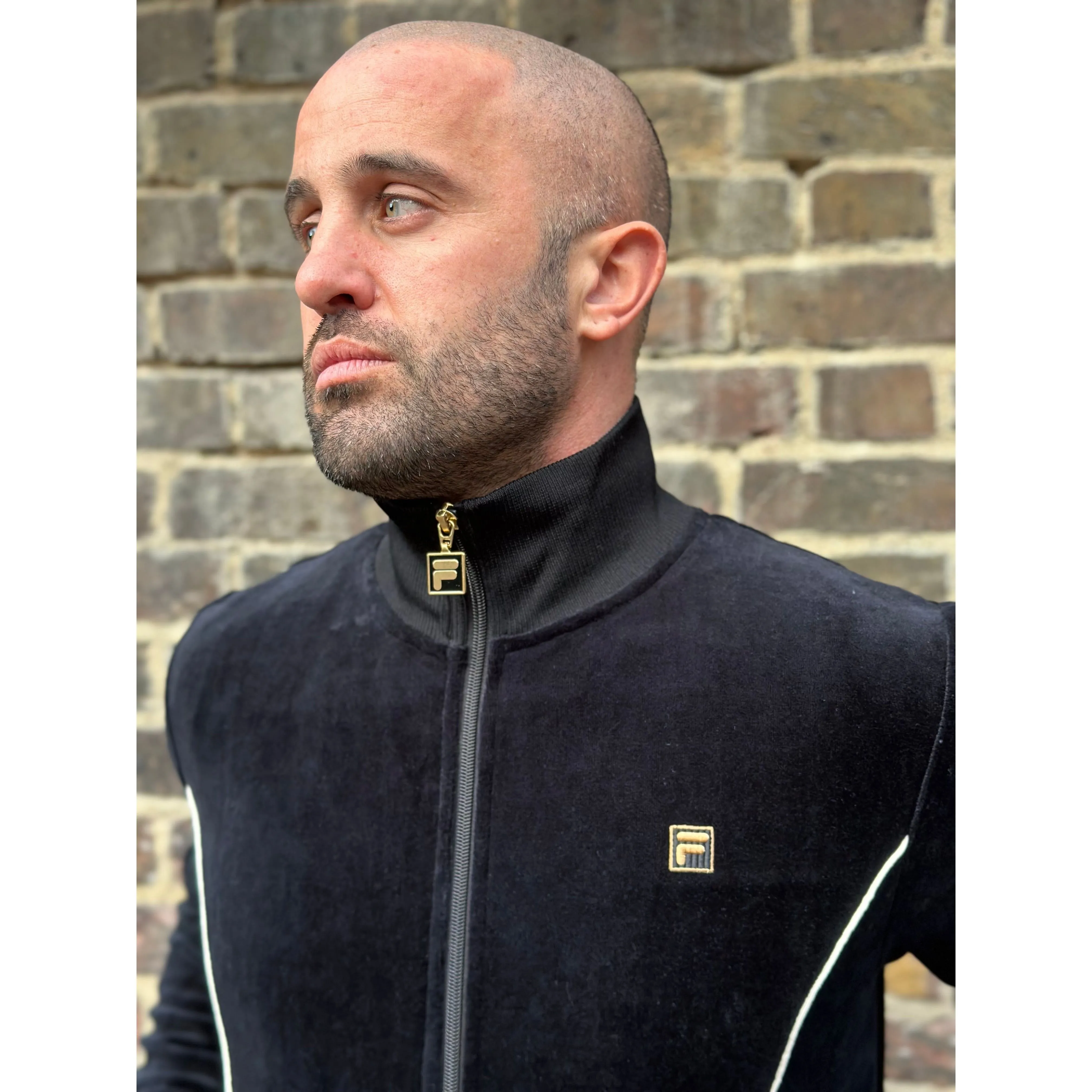 Fila Vintage - Bosa Velour Black / Whitecap Gray - Track Top