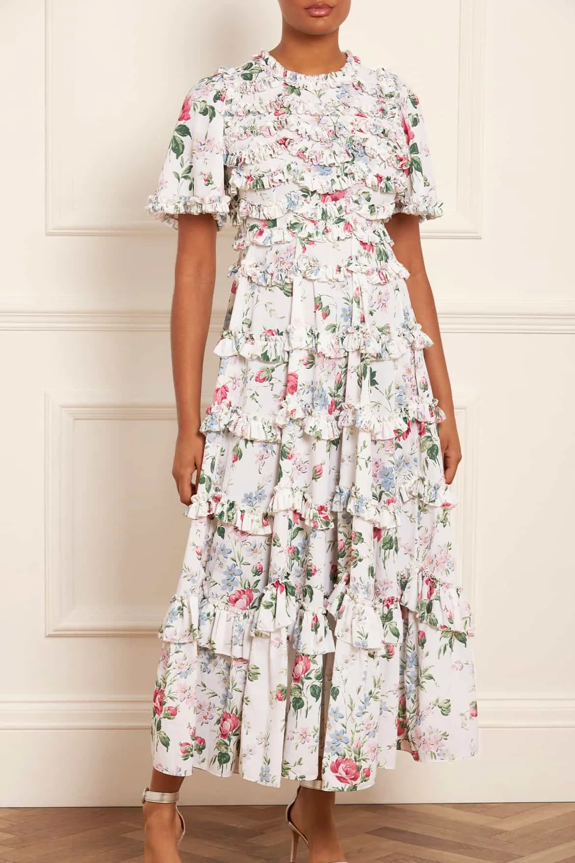 Floral Fantasy Crepe Ankle Gown