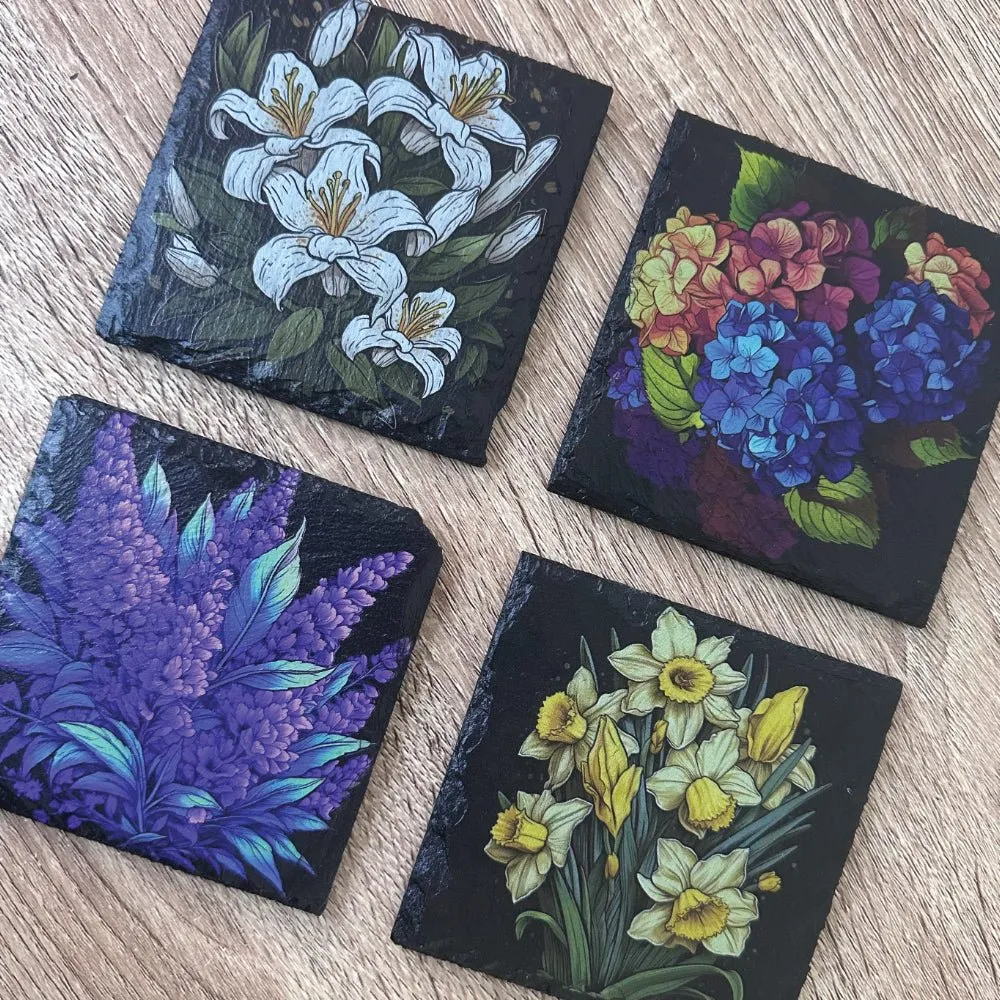 Flowers Slate Coasters - Lily