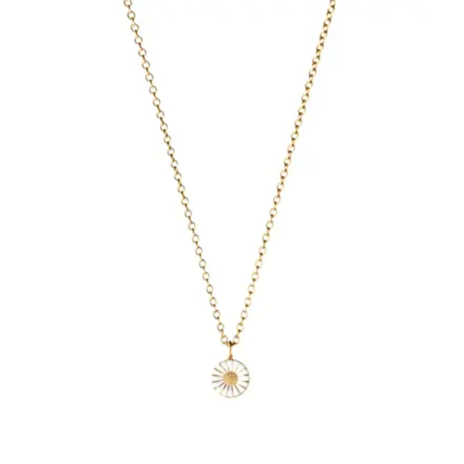Georg Jensen DAISY Gold Plated Silver & White Enamel Necklace 20001483