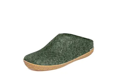 Glerups Slipper: Slip-on, Honey Rubber Sole (Denim, Grey & Forest)