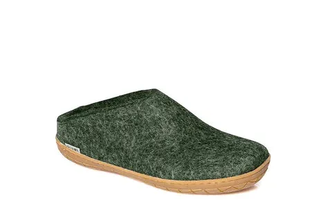 Glerups Slipper: Slip-on, Honey Rubber Sole (Denim, Grey & Forest)