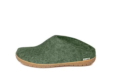 Glerups Slipper: Slip-on, Honey Rubber Sole (Denim, Grey & Forest)