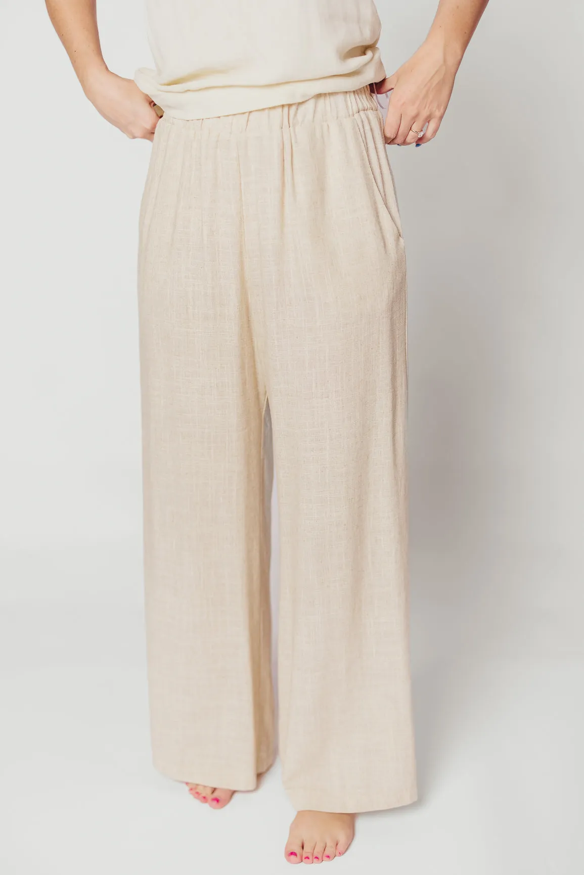 Hailey Linen-Blend Wide Leg Pants in Natural