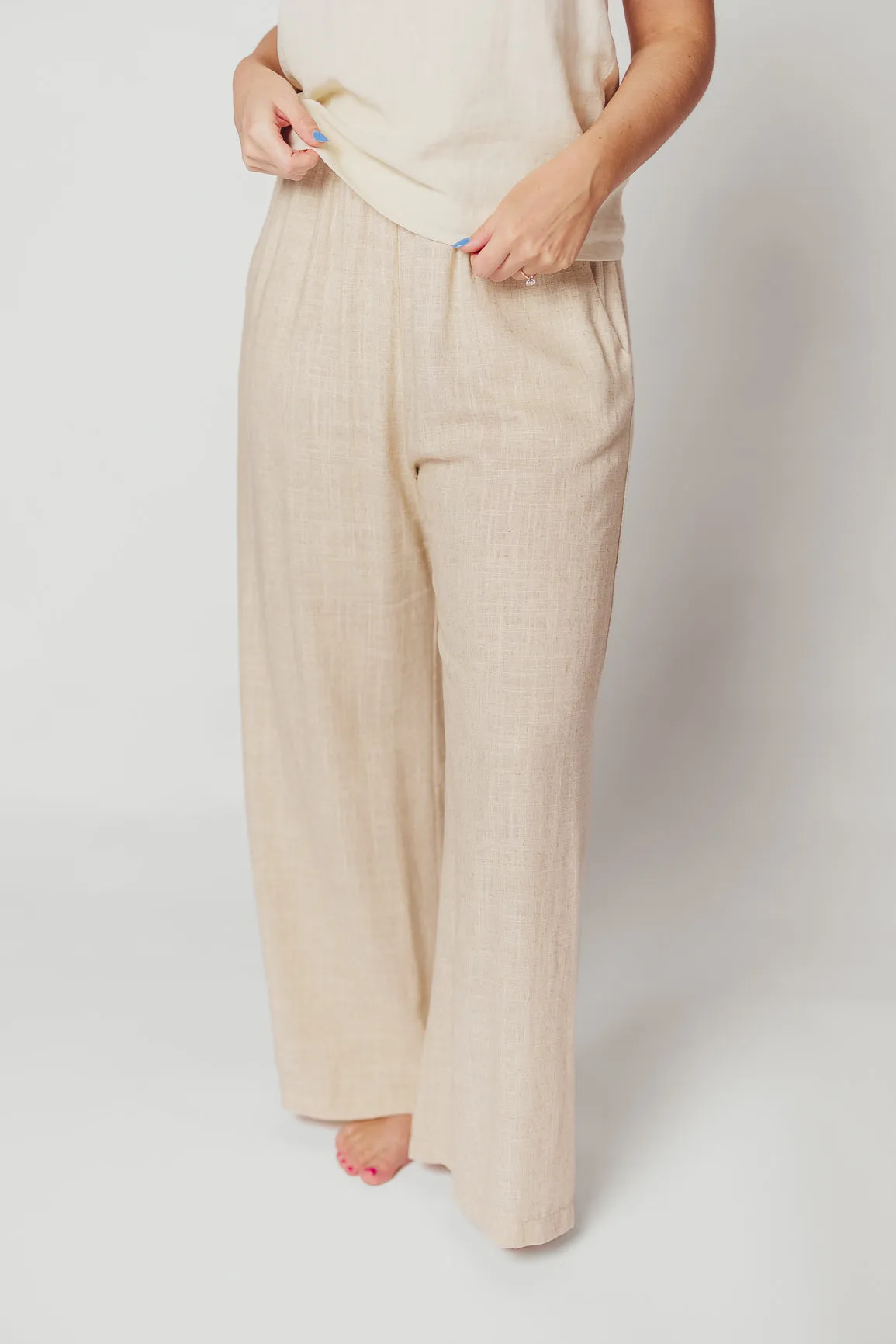 Hailey Linen-Blend Wide Leg Pants in Natural