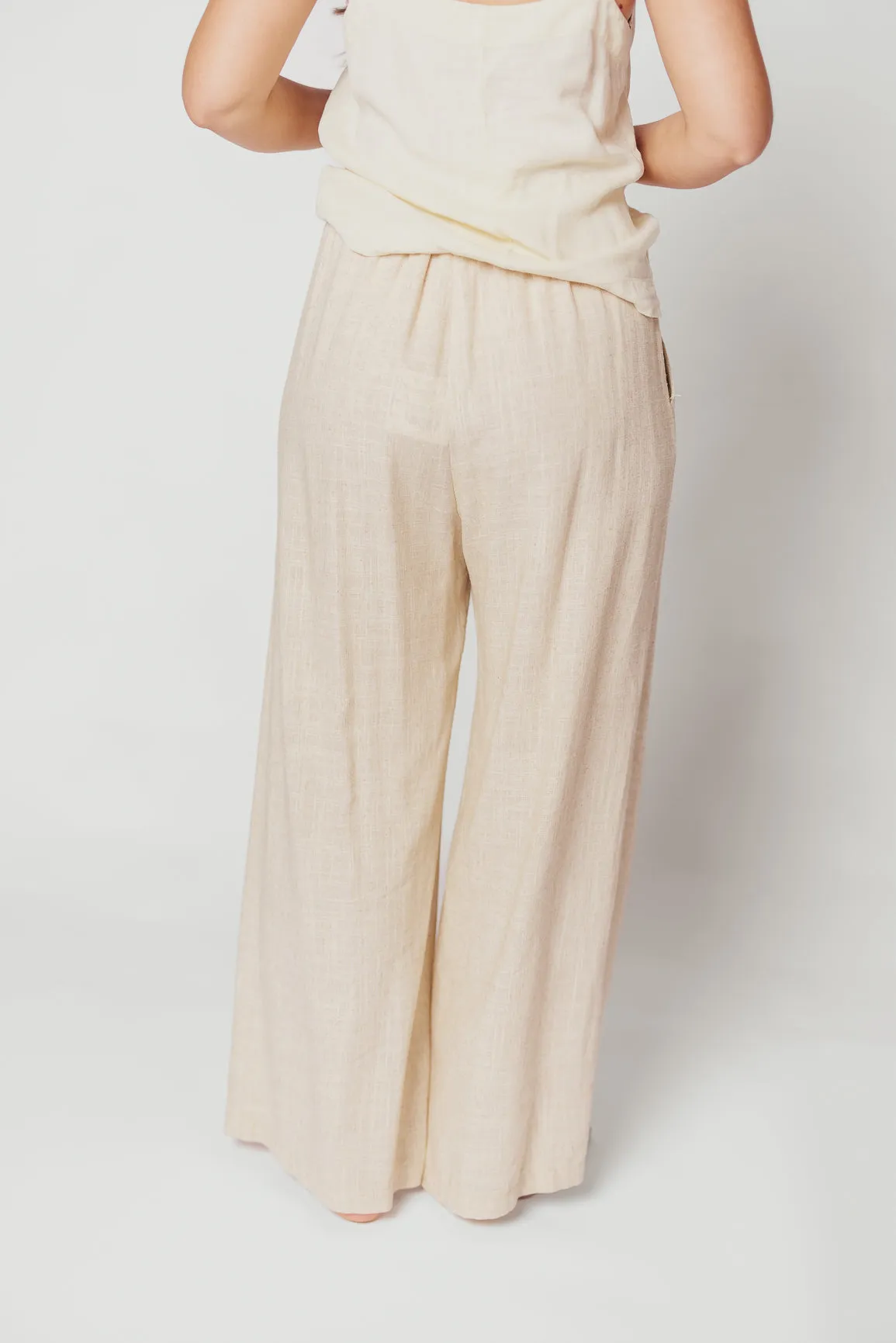 Hailey Linen-Blend Wide Leg Pants in Natural