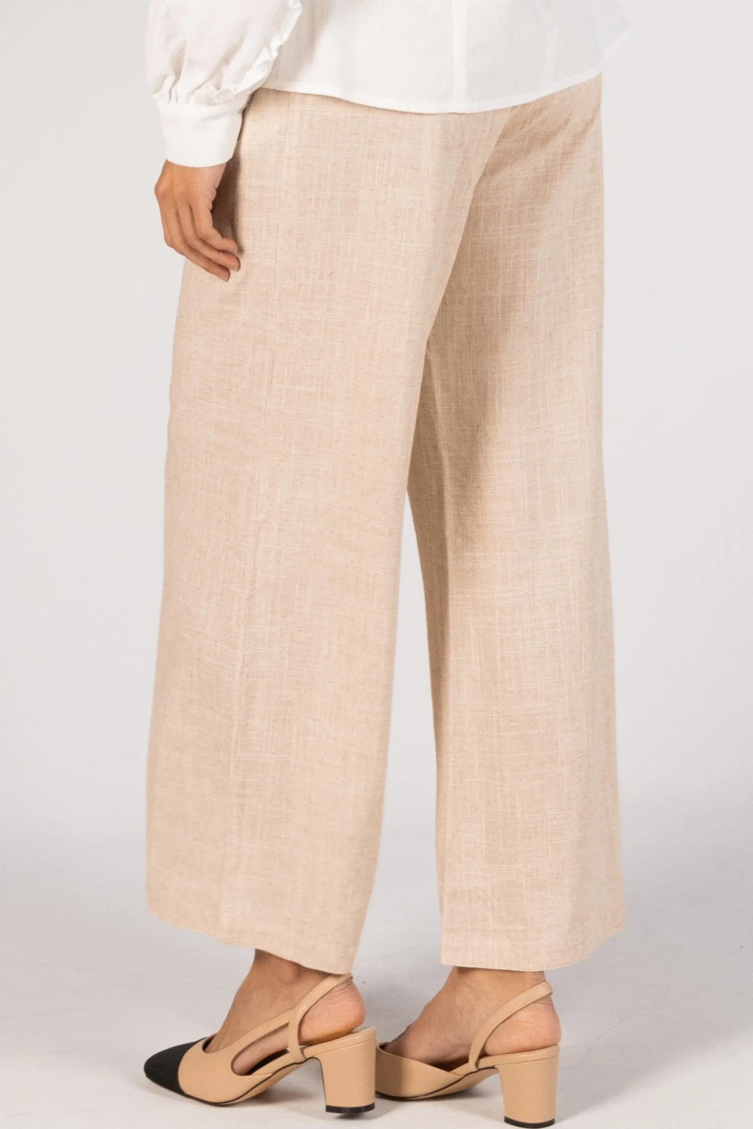 Hailey Linen-Blend Wide Leg Pants in Natural