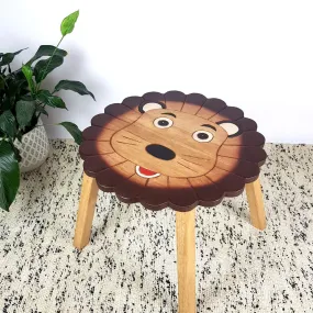 Kids Wooden LION Table   2 animal stools complete set -hand carved Timber Children Furniture.