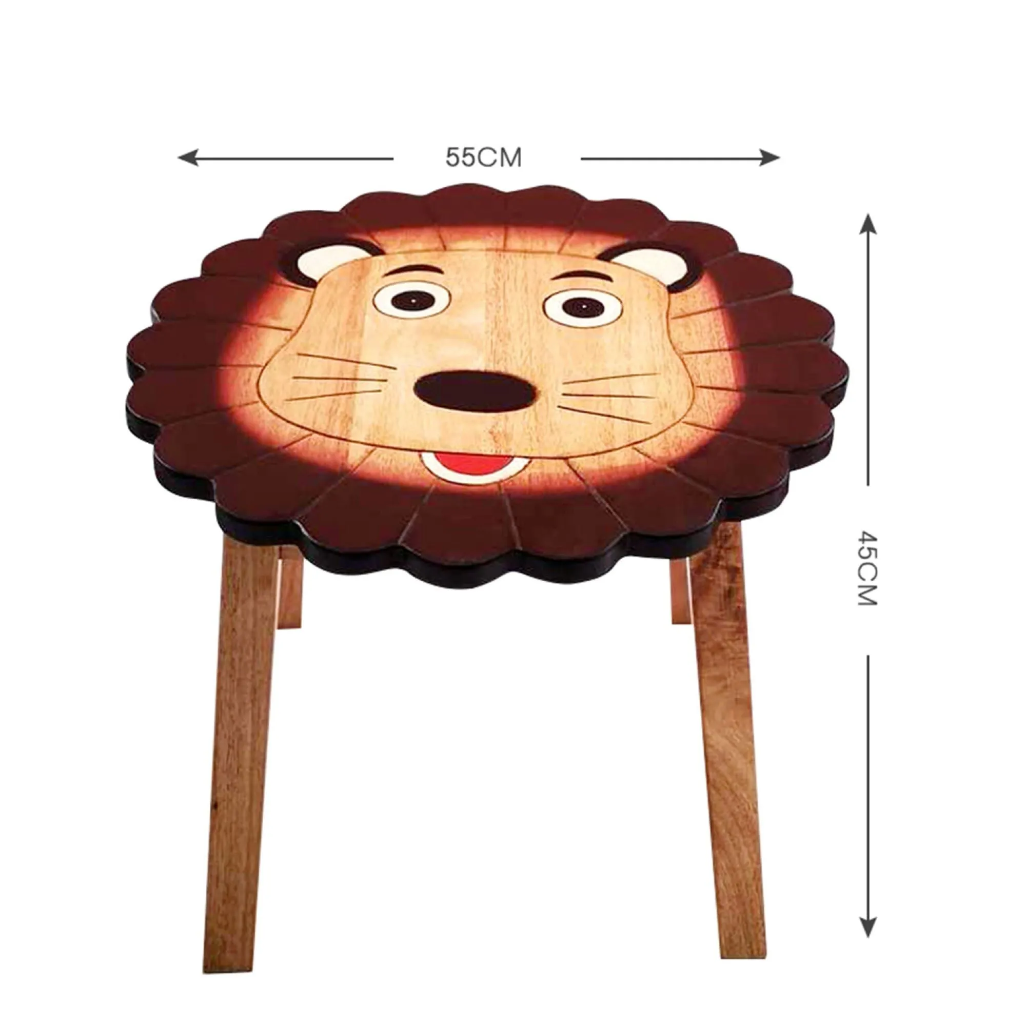 Kids Wooden LION Table   2 animal stools complete set -hand carved Timber Children Furniture.