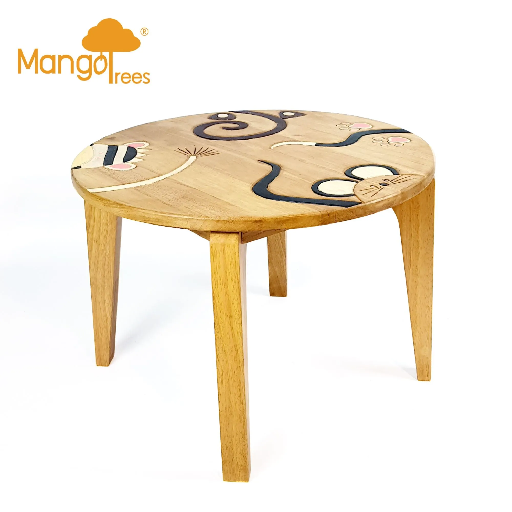 Kids Wooden Monkey Tails Table   4 animal stools complete set -hand carved Timber Children Furniture.