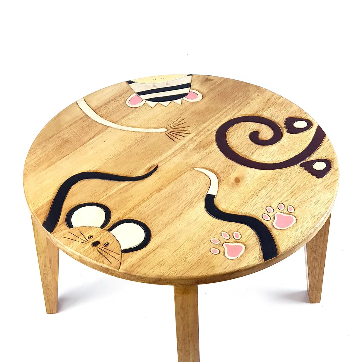Kids Wooden Monkey Tails Table   4 animal stools complete set -hand carved Timber Children Furniture.