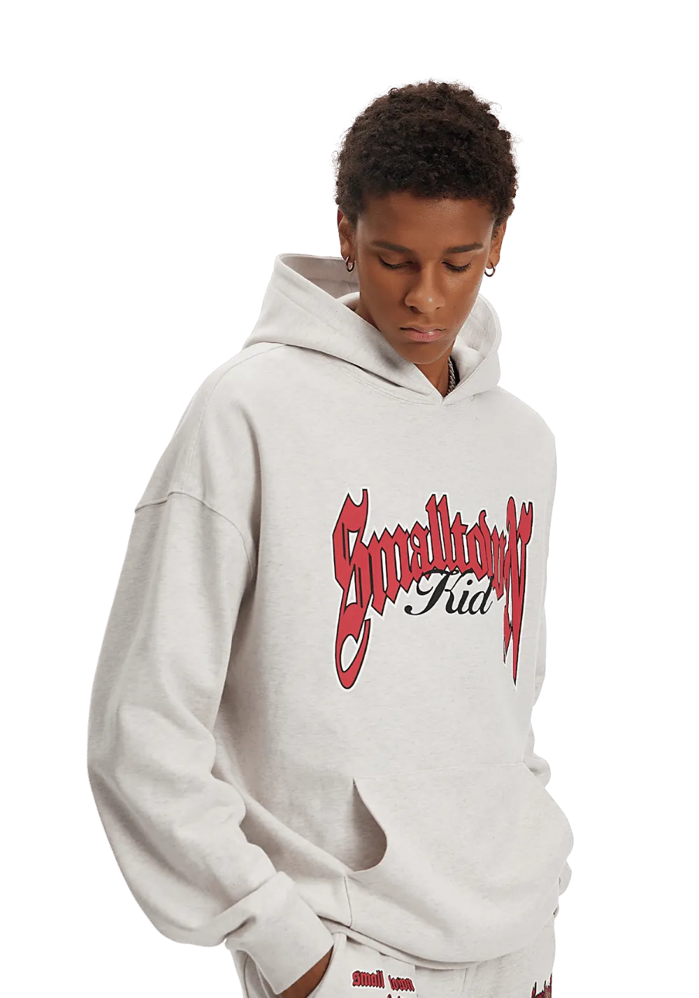 Logo Curved Print Hoodie