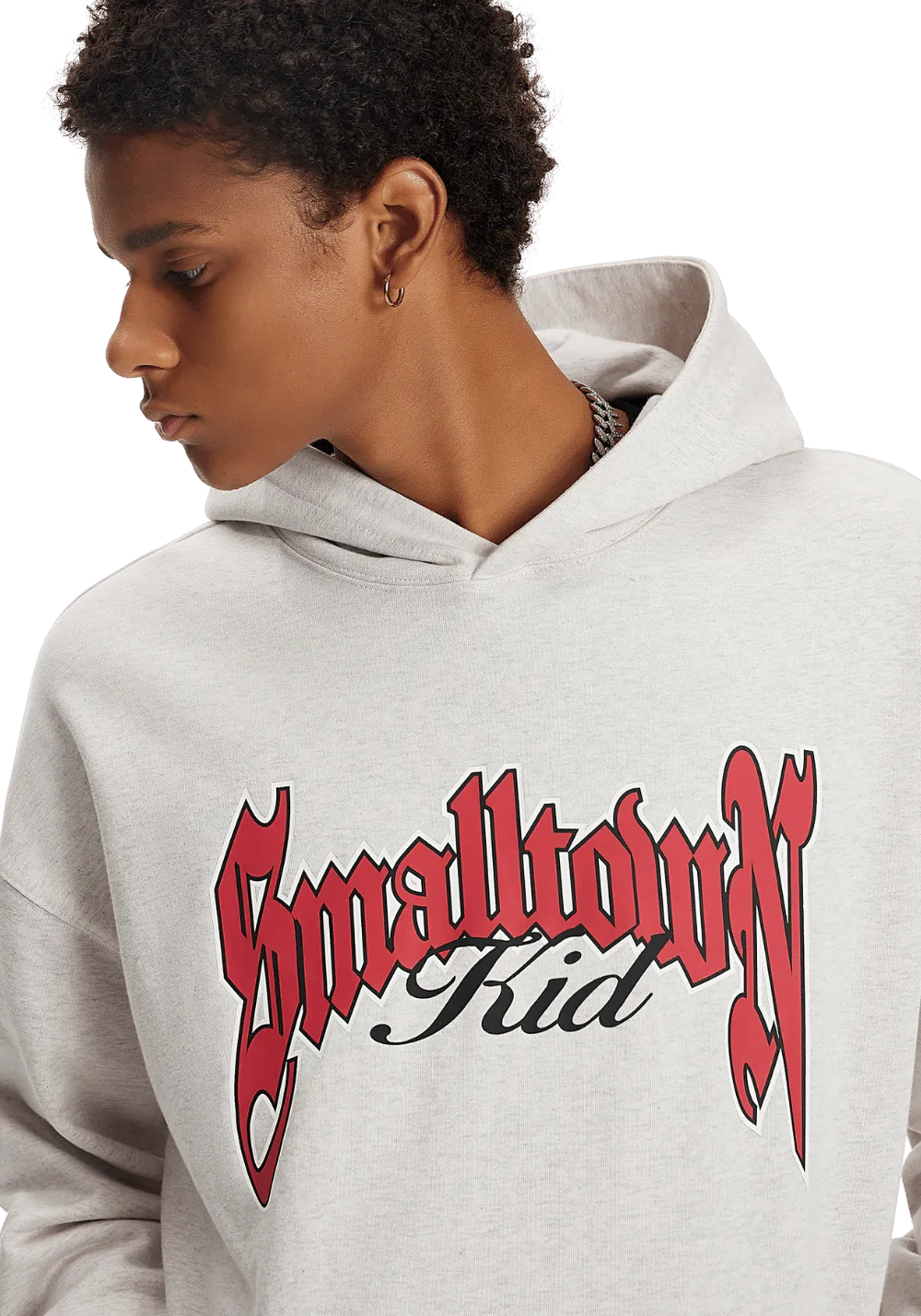 Logo Curved Print Hoodie