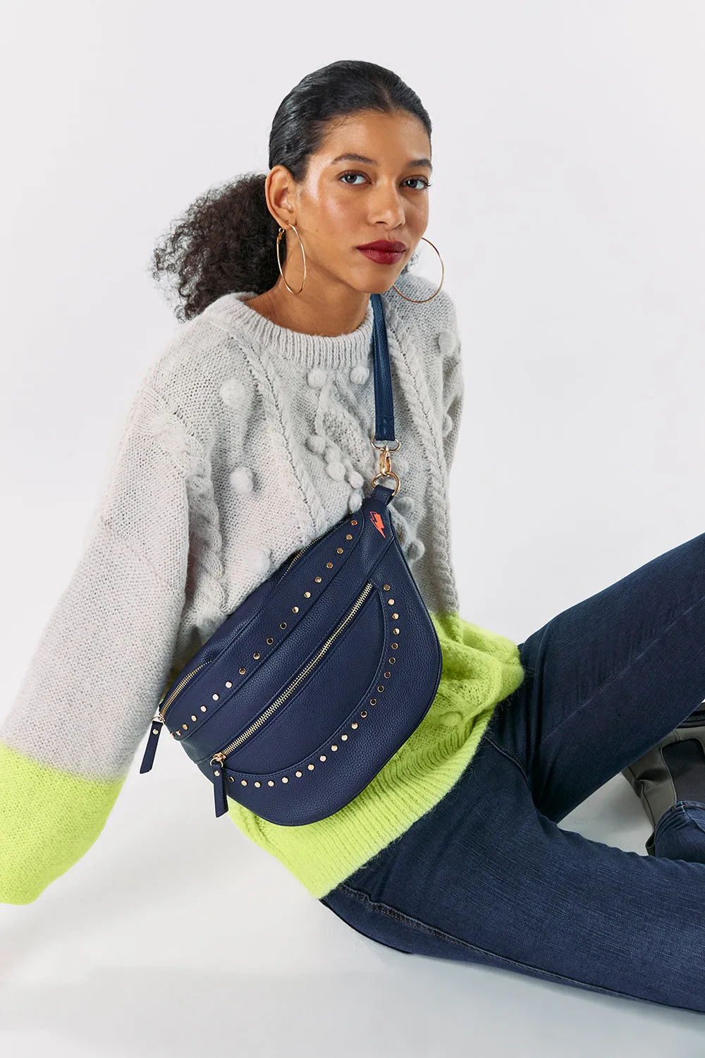 Navy Studded Bum Bag