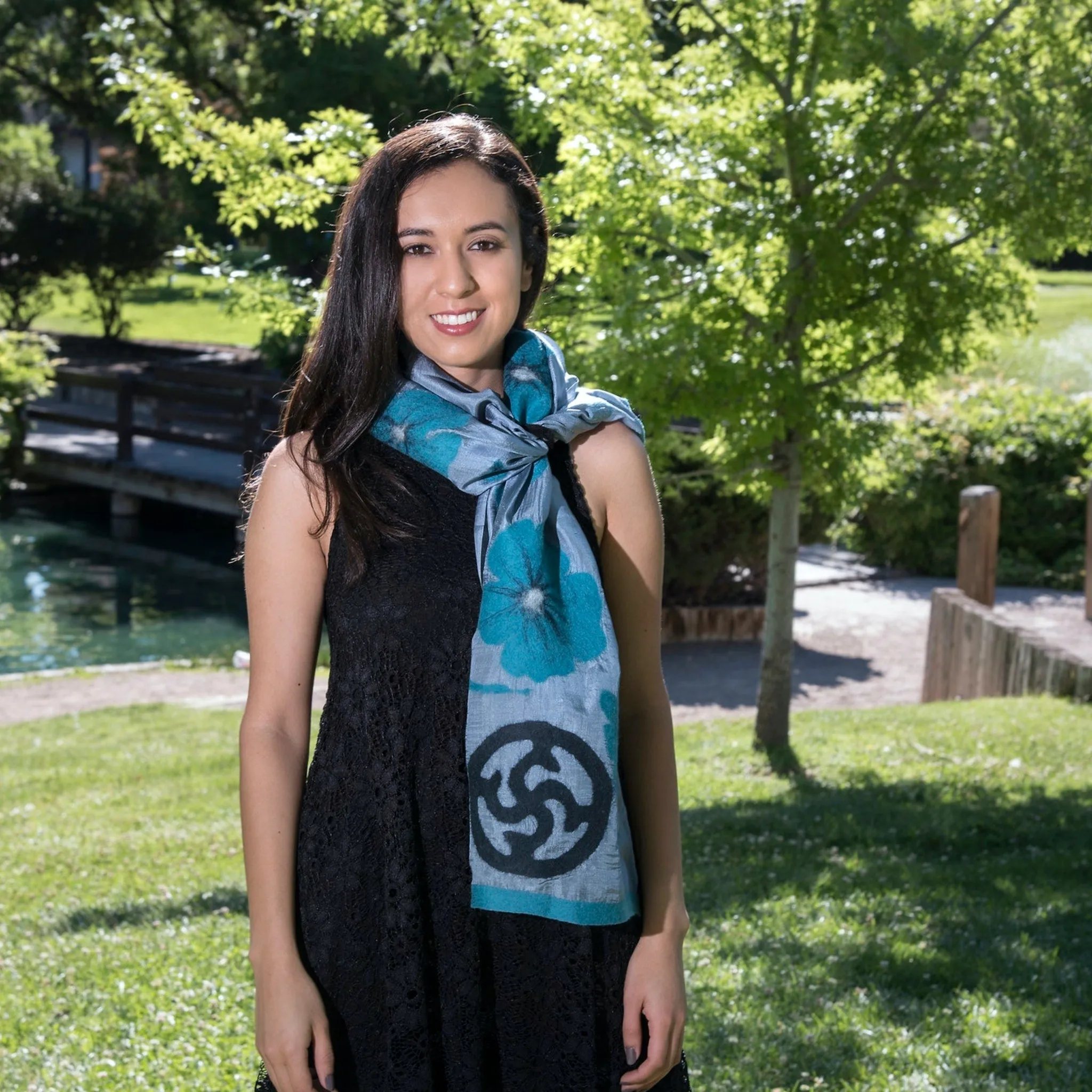 NAWBO Handmade Felted Silk Poppy Scarf, Short