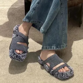 NEW 2022 Winter Fashion Soft Warm Comfort Flat Fur Slipper Brand Designer Slip On Loafers Mules Flip Flops Casual Indoor