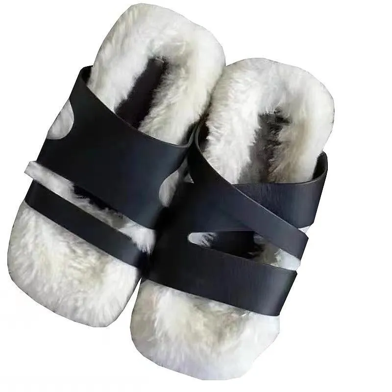 NEW 2022 Winter Fashion Soft Warm Comfort Flat Fur Slipper Brand Designer Slip On Loafers Mules Flip Flops Casual Indoor