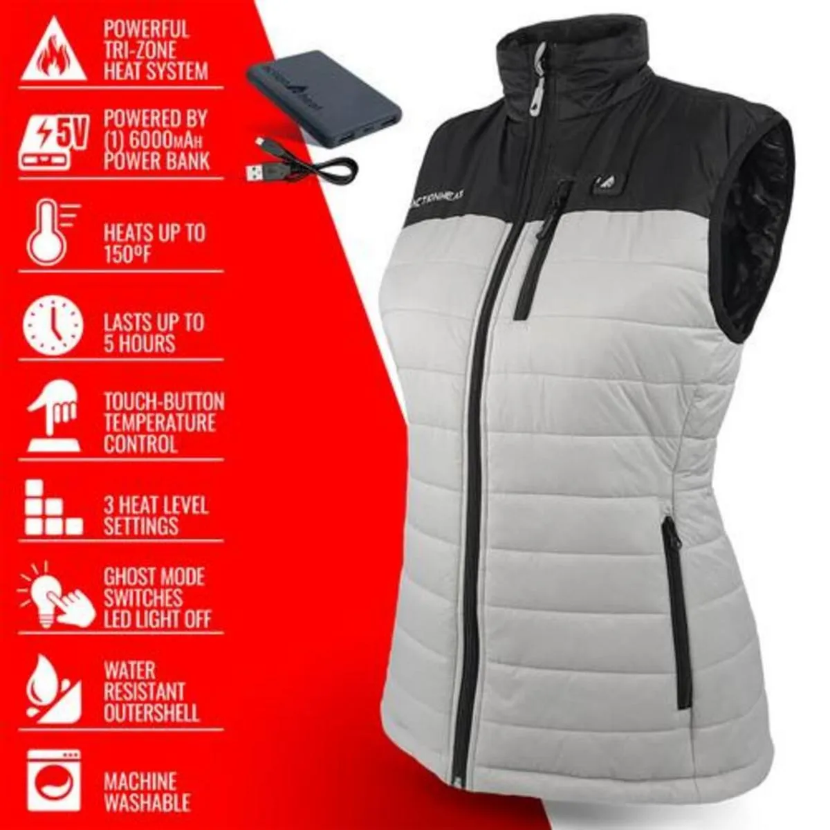 Open Box ActionHeat 5V Women's Pocono Insulated Puffer Heated Vest
