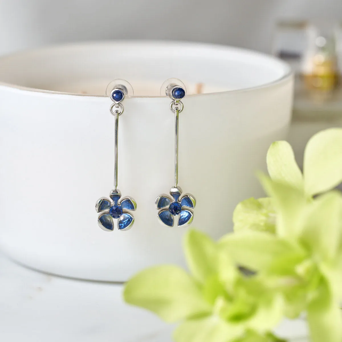 Orchid Garden Drop Earrings - Sterling Silver - Amazonite