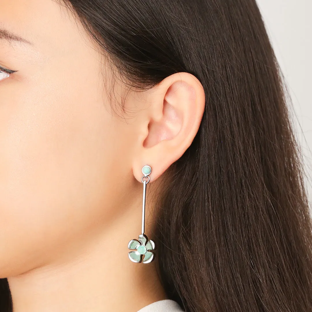 Orchid Garden Drop Earrings - Sterling Silver - Amazonite