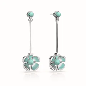 Orchid Garden Drop Earrings - Sterling Silver - Amazonite