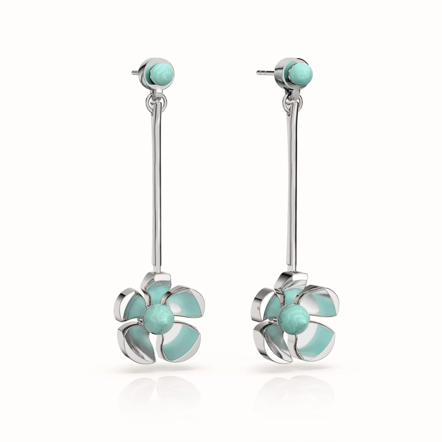 Orchid Garden Drop Earrings - Sterling Silver - Amazonite
