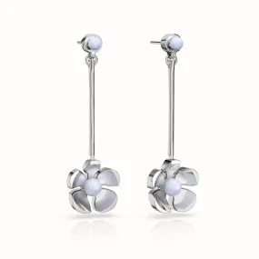 Orchid Garden Drop Earrings - Sterling Silver - Blue Agate