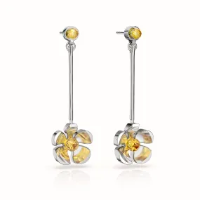 Orchid Garden Drop Earrings - Sterling Silver - Citrine