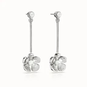 Orchid Garden Drop Earrings - Sterling Silver - Moonstone
