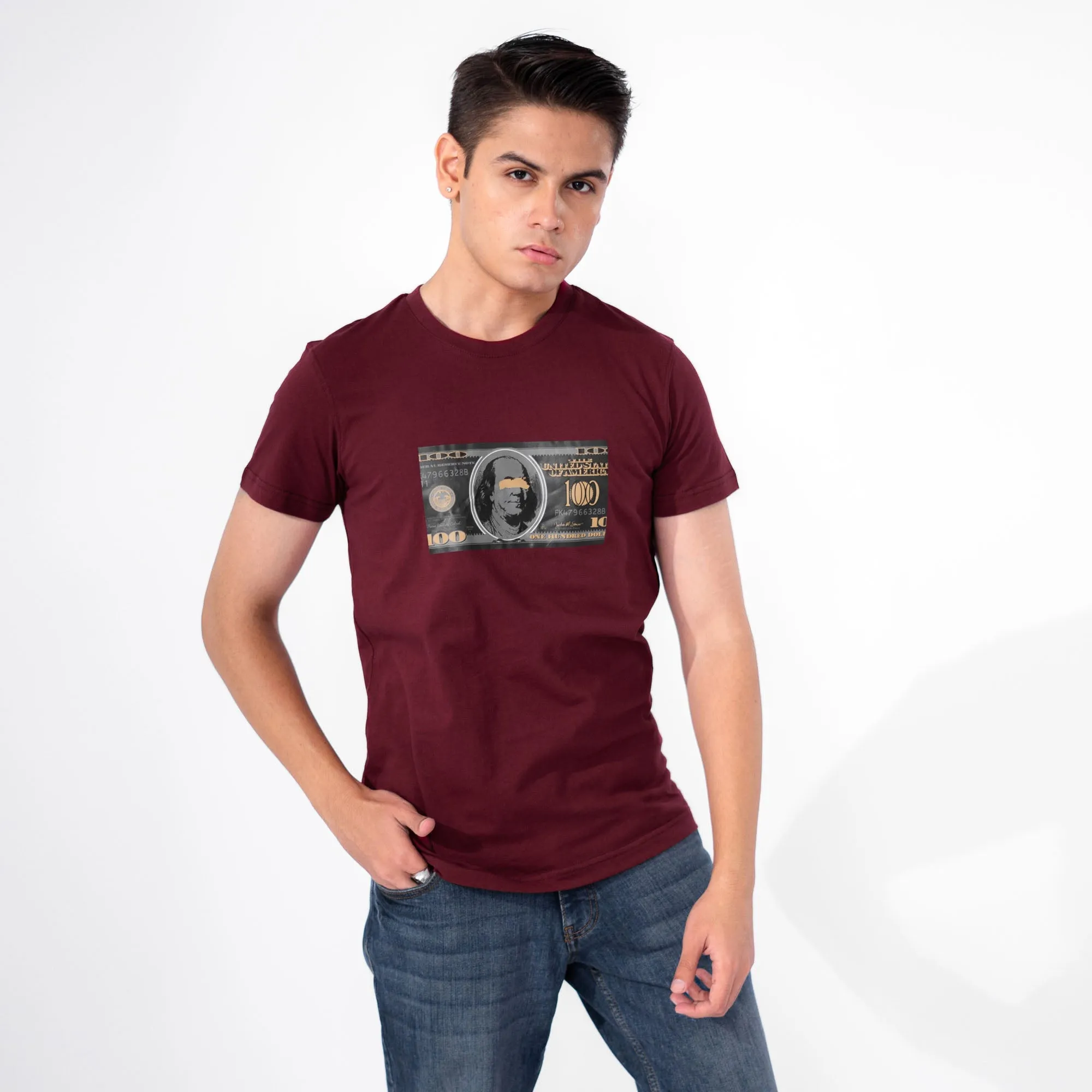 Polo Republica Men's Hundred Dollar Printed Crew Neck Tee Shirt