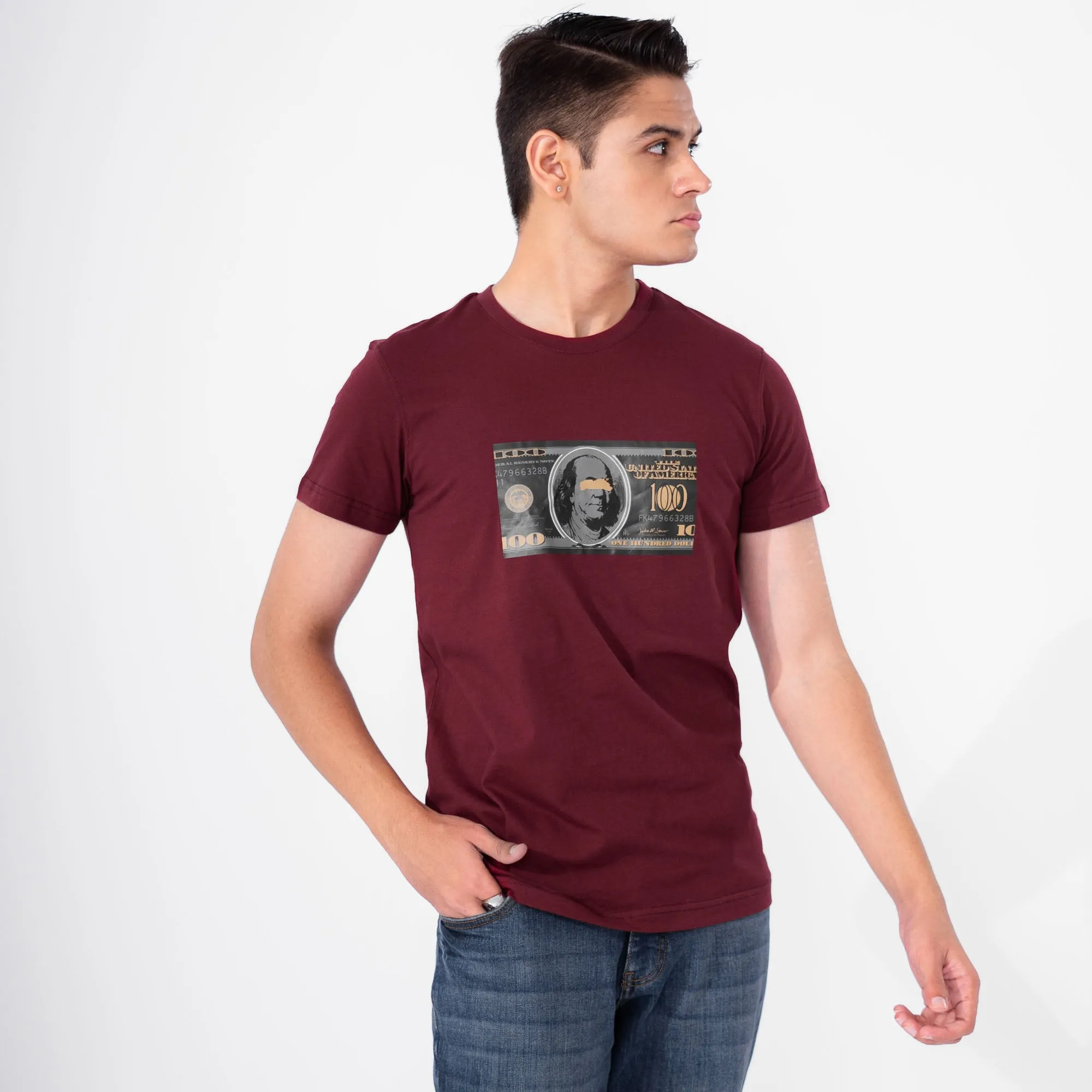Polo Republica Men's Hundred Dollar Printed Crew Neck Tee Shirt