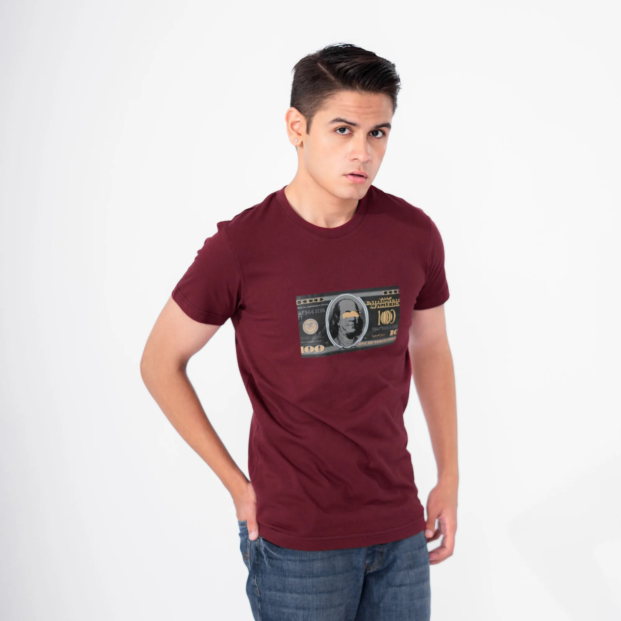 Polo Republica Men's Hundred Dollar Printed Crew Neck Tee Shirt