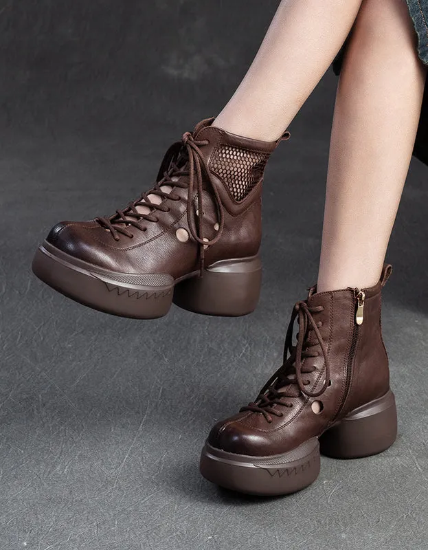 Round Toe Cut-out Platform Sandals Boots